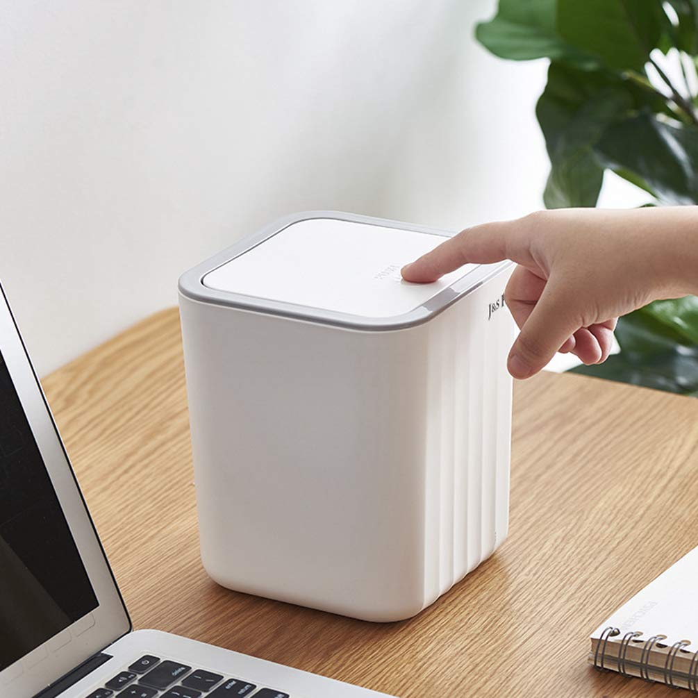 Mini Cubo de Basura con Tapa Patrón de Ondas para Baño Cocina Oficina