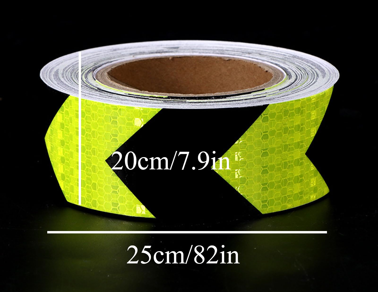 Cinta reflectante, Adhesivo fluorescente amarillo con flecha negra de 2/10/20" x 82 pies for remolques, vehículos y camiones en exteriores. Ancho: 10 cm(Width 20cm)