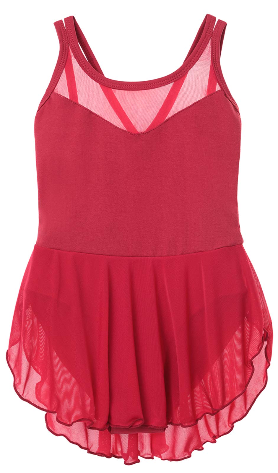 Soudittur Maillot de Danza Algodón Tutú Vestido de Ballet Gimnasia Leotardo Body Clásico Manga Corta para Niña