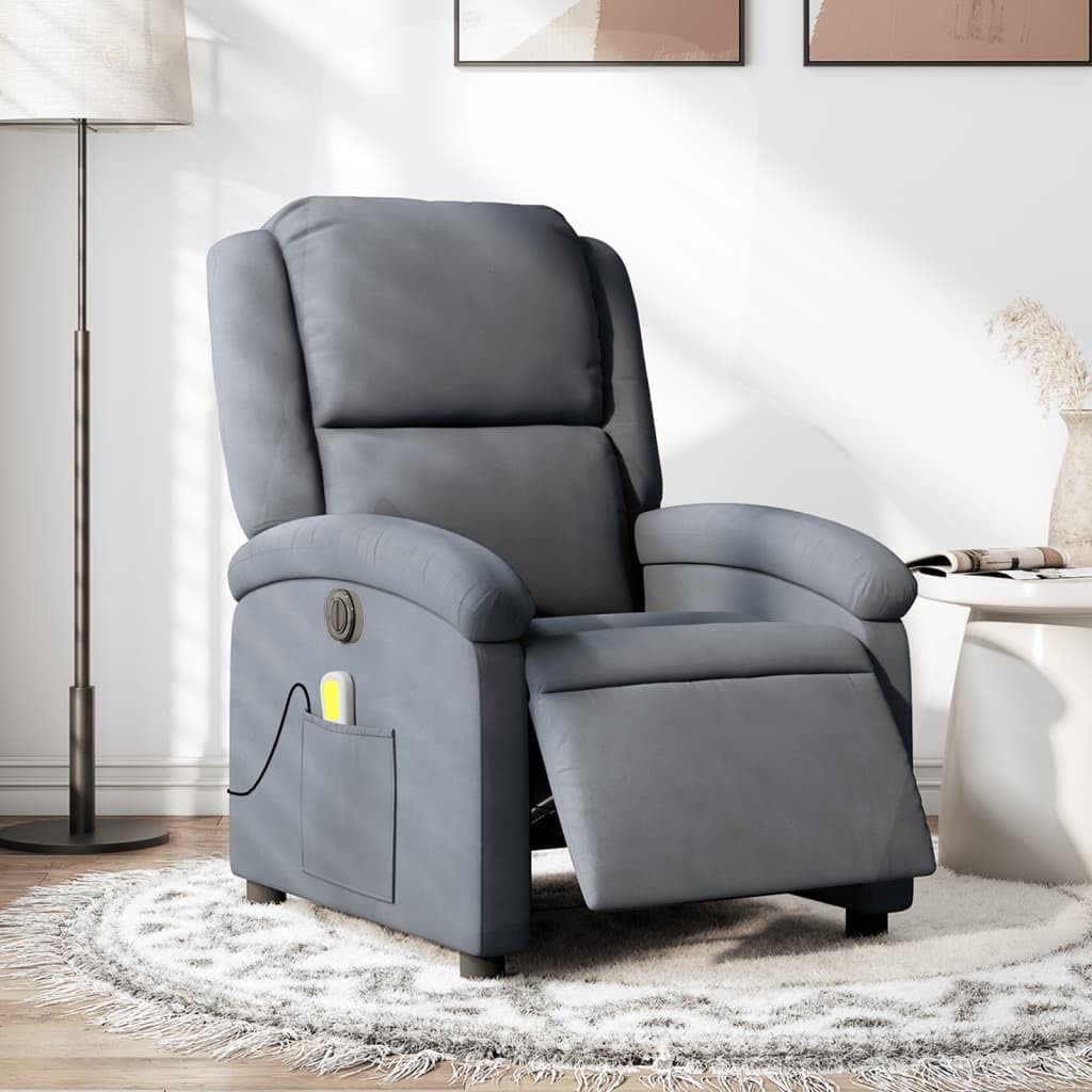 vidaXL Fauteuil inclinable de Massage électrique Gris foncé Velours