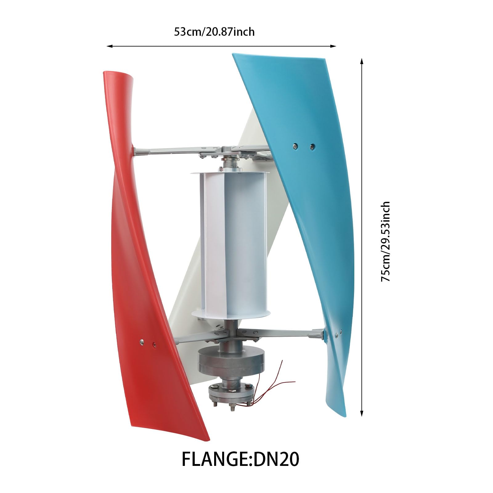 Windgenerator 100W 24V, Vertikale Windturbine mit 4 Rotorblättern & Hilfswindrad, leiser Windrad Stromerzeugung für Zuhause Boot Wohnmobil, IP67 Wasserdicht