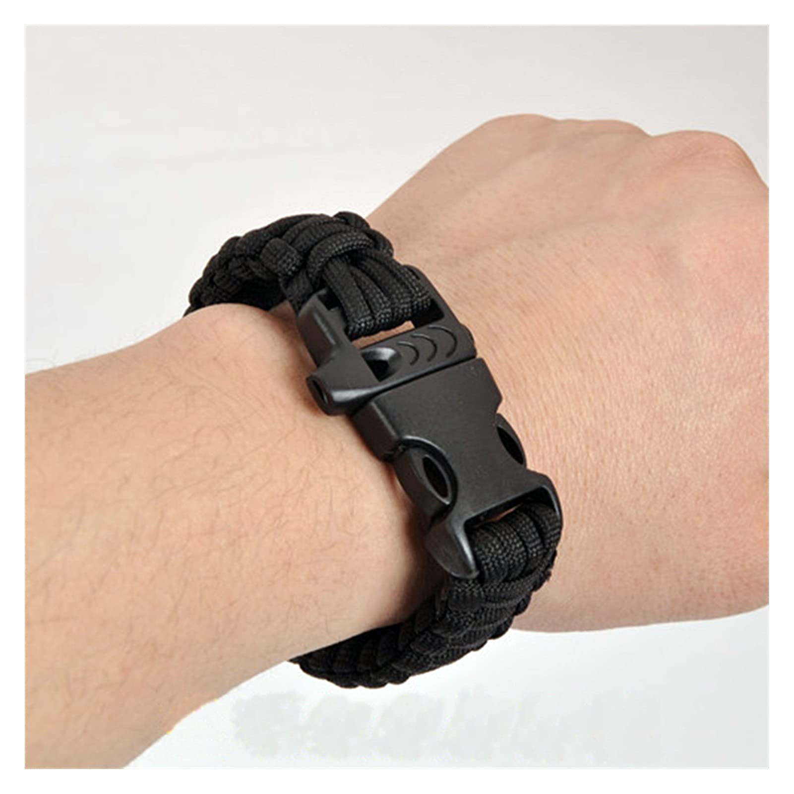 Hochfestes Utility Jagd Camping Wanderpfeife Lebenskringung Armband Geflochtene Seil Handgelenk Band Klettern im Freien. (Color : Black)
