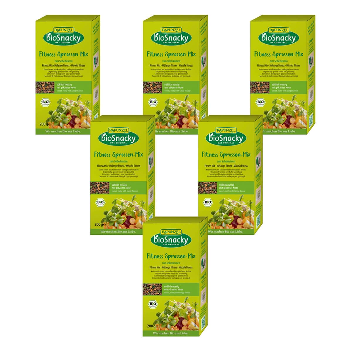 Rapunzel Fitness Sprossen-Mix bioSnacky (6 x 200 gr)