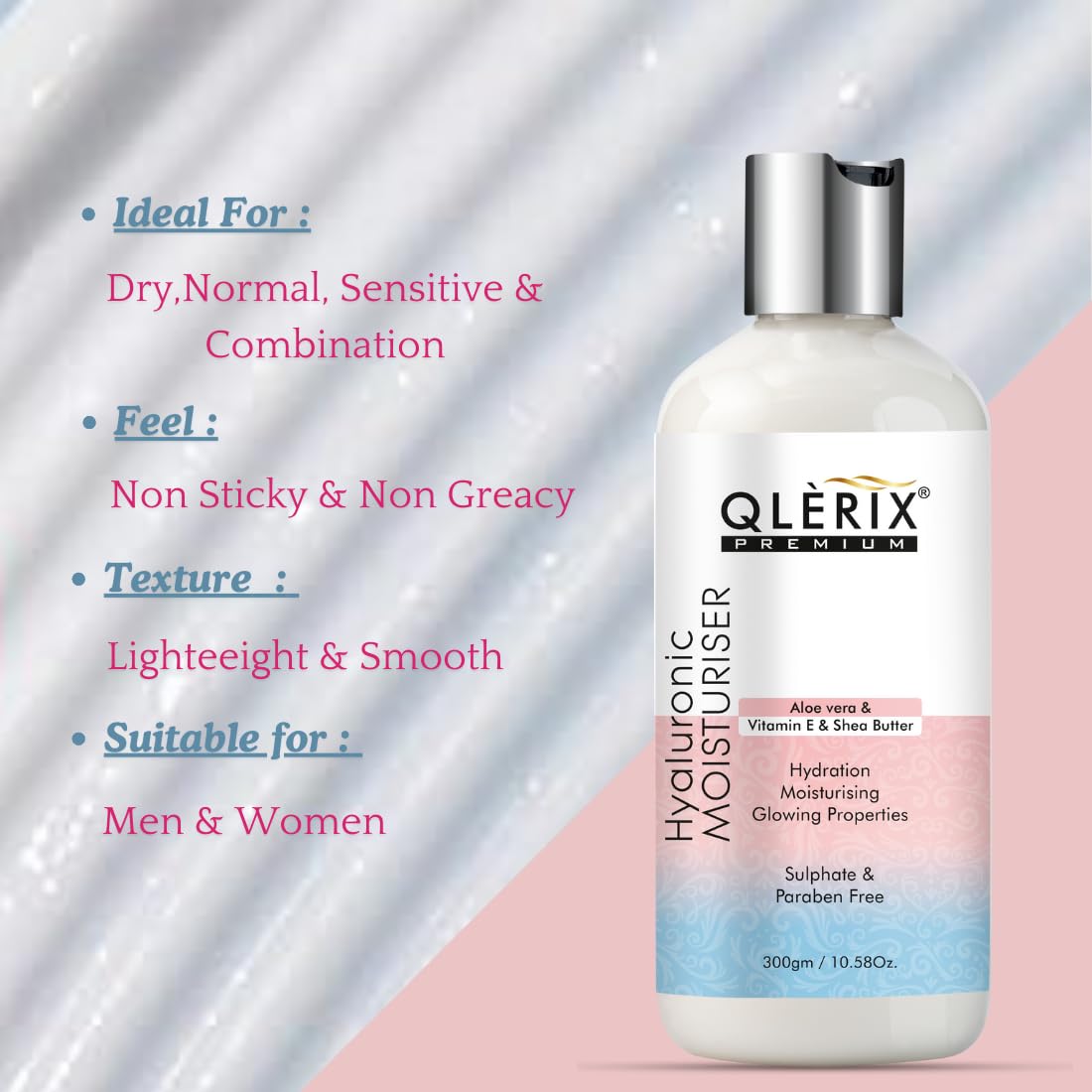 QLERIX Body Lotion for Deep Nourishing & Long Lasting Moisturization | With Aloevera,Vitamin B5 & E |Non Sticky,Quick Absorbing & Non Greasy | For All Type Skin | 300ml ((Pack of 2)) 1