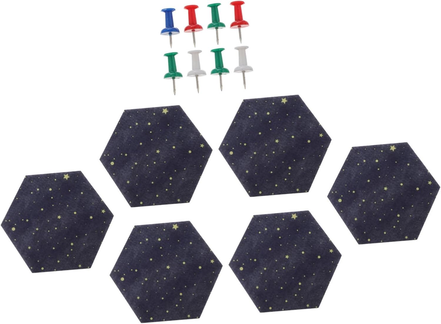 6pcs Hexagon Felt Bulletin Board Tiles Push Pins DIY Memo Board for Notes Photos Organization Soft Cork Wall Decor for Home Office