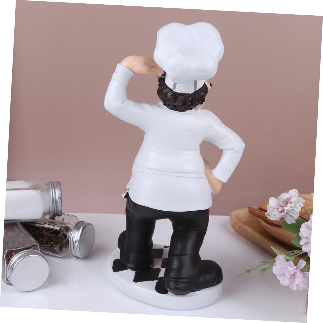 Ornamento Chef in Resina Decorativo, Statua Chef da Cucina Stabile, Scultura Mini Cuoco per Casa, Ristorante e Bistrot, Soprammobile Divertente per Arredamento Tavolo