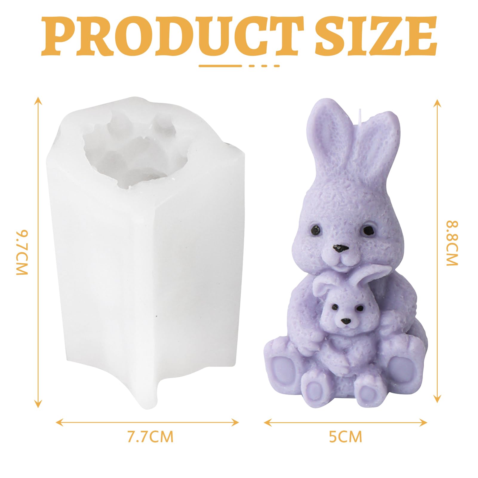 Stampi in silicone per conigli pasquali, stampi in silicone 3D, per Pasqua, in silicone, fai da te, per conigli, Pasqua, per gesso, candele di cera di soia, artigianato (2 pezzi