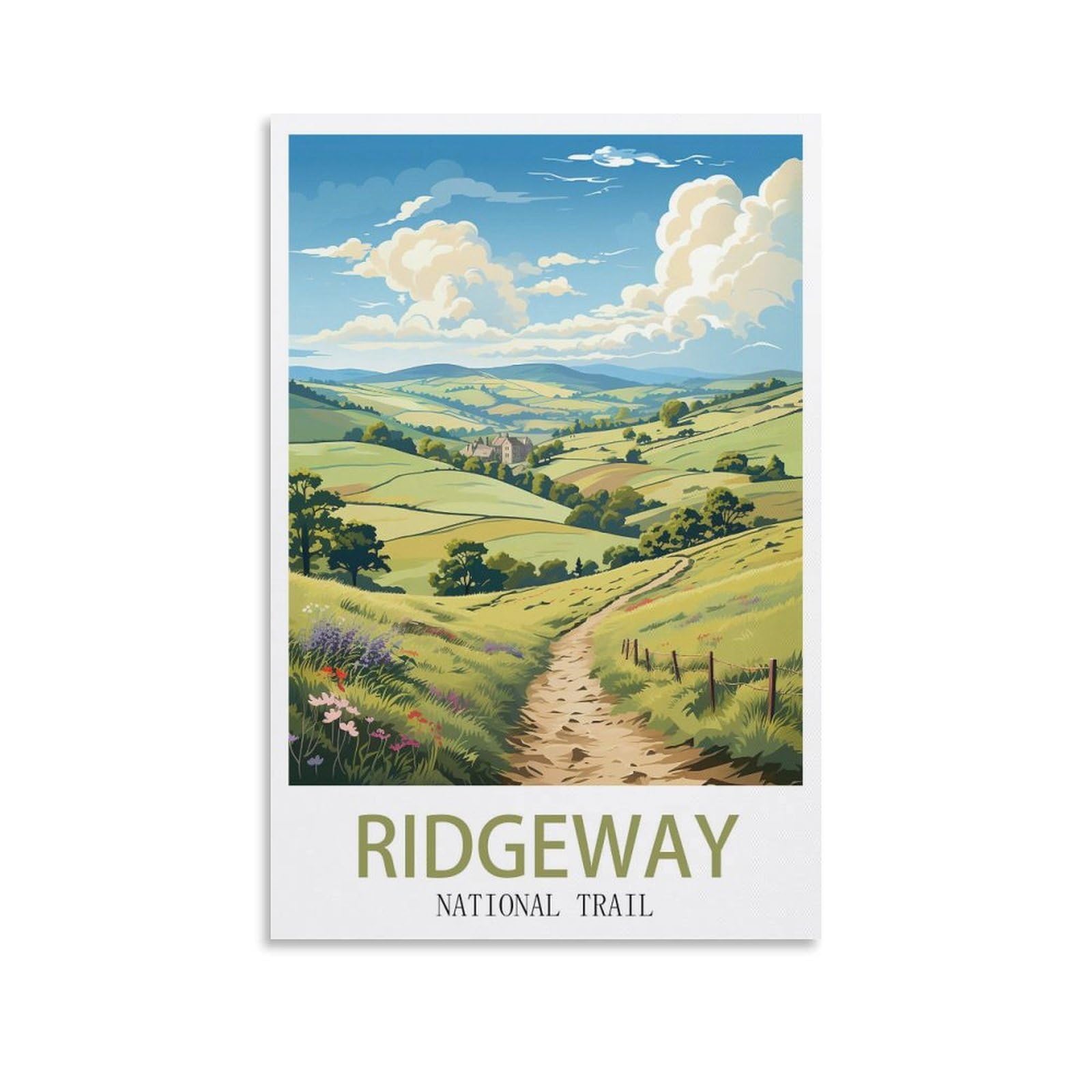 EZMLFA 5D Diamond Art Kits for Beginner,Ridgeway National Trail,Diamond Art House DIY Diamond Art Kits for Home Wall Decor 50x60cm
