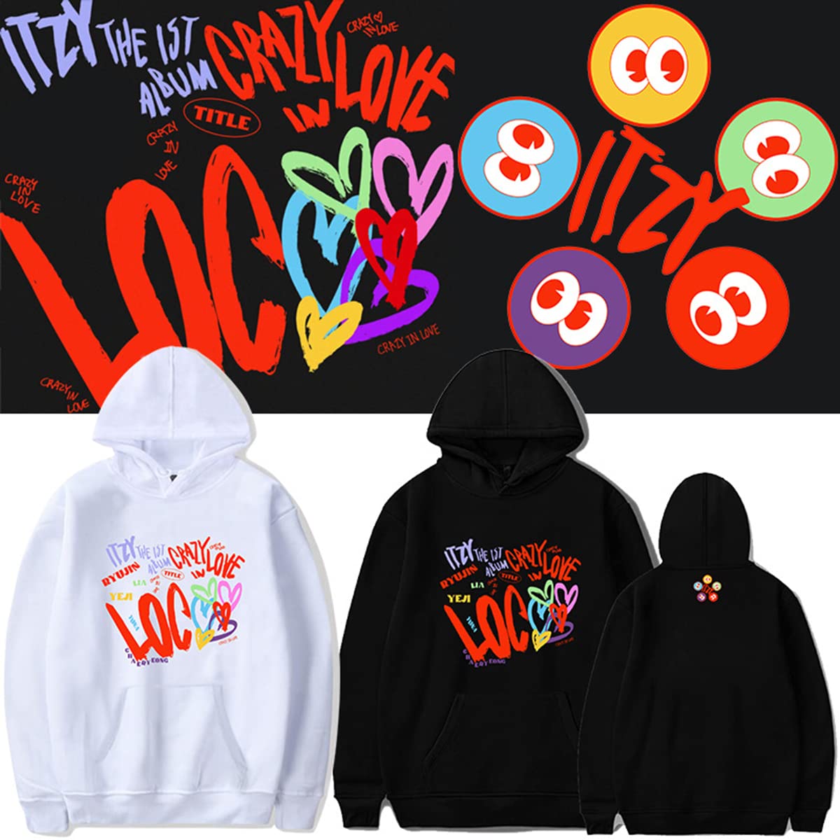 Xkpopfans Kpop ITZY Crazy in Love Hoodie Yuna Chaeryeong Ryujin Yeji Lia Sweater Jacket
