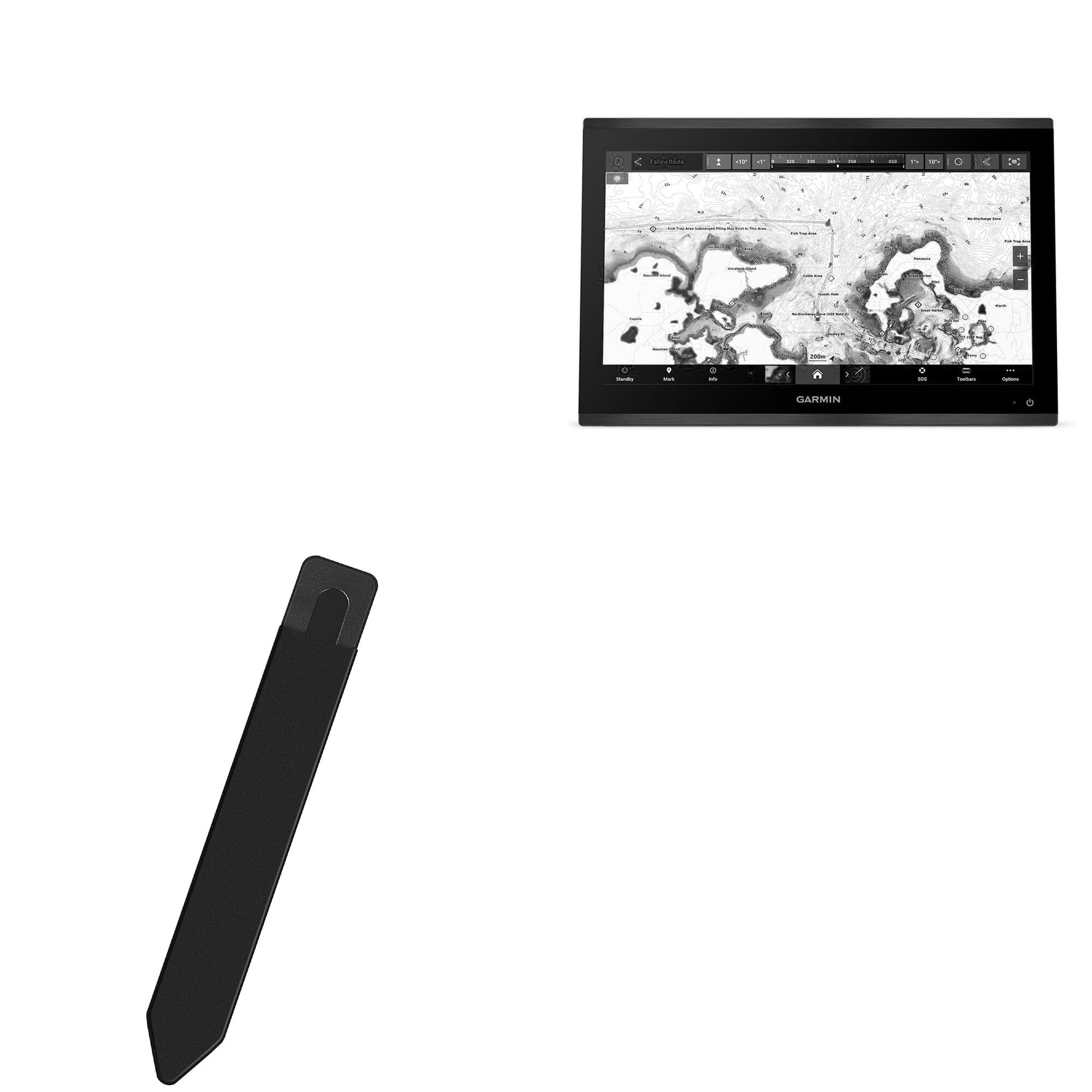 BoxWave Stylus Pouch Compatible with Garmin GPSMAP 9019 - Stylus PortaPouch, Stylus Holder Carrier Portable Self-Adhesive - Jet Black