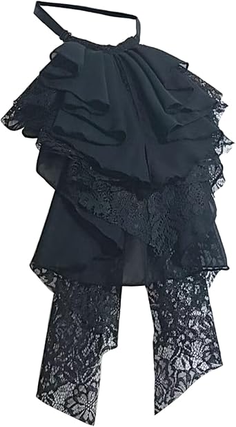 Adjustable Jabot Neckpiece Tiered Ruffle Lace False Collar Shirt Front Necktie for Pirate Victorian Theme Party Outfits Renai