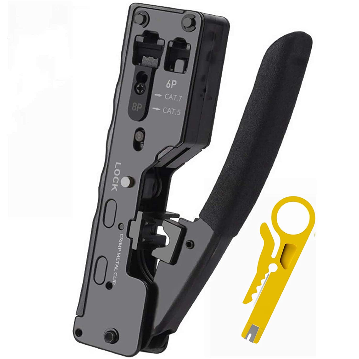 CAT6a CAT7 Pass Through Crimper for Sheilded Connectors Compatible with CAT5e CAT6 RJ11 RJ12 RJ45 STP/UTP Ethernet Cable Modular Crimping Tool (B0C27S5FRT) Amazon Price History, Amazon Price Tracker