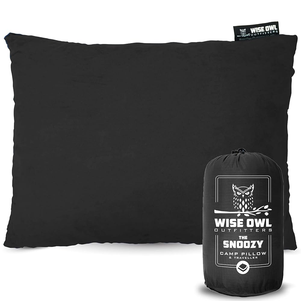 Wise Owl Outfitters Camping Pillow - Memory Foam Travel Pillow for Airplane Sleeping, Hiking, Backpacking & Outdoor Use - Small & Portable for Adults, Car, Camp & Tent