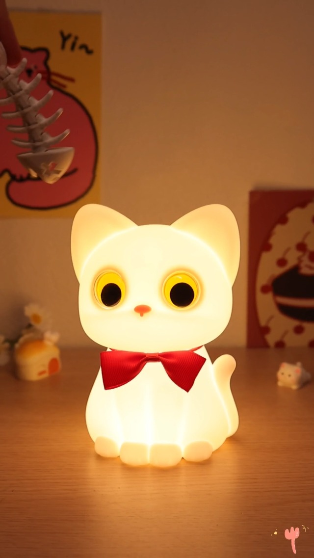 Image of OkiyiD Cat Night Light, Cute Silicone Squishy Cat Lamp for Girls Gifts,