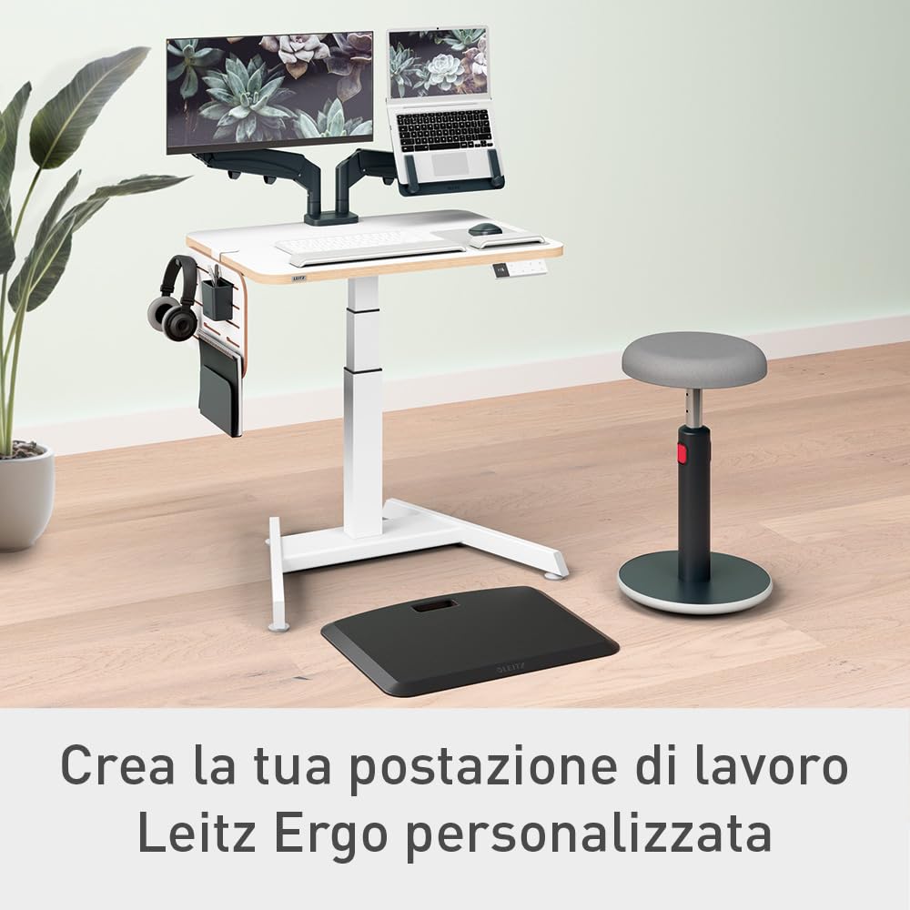 Leitz Ergo Organizer con Pannello Forato per Scrivanie dallo Spessore Massimo di 35 mm, Include Gancio per Cuffie, Portapenne e Porta Blocco per Note, 42 cm x 25 cm, Gamma Ergo, Bianco, 65480000