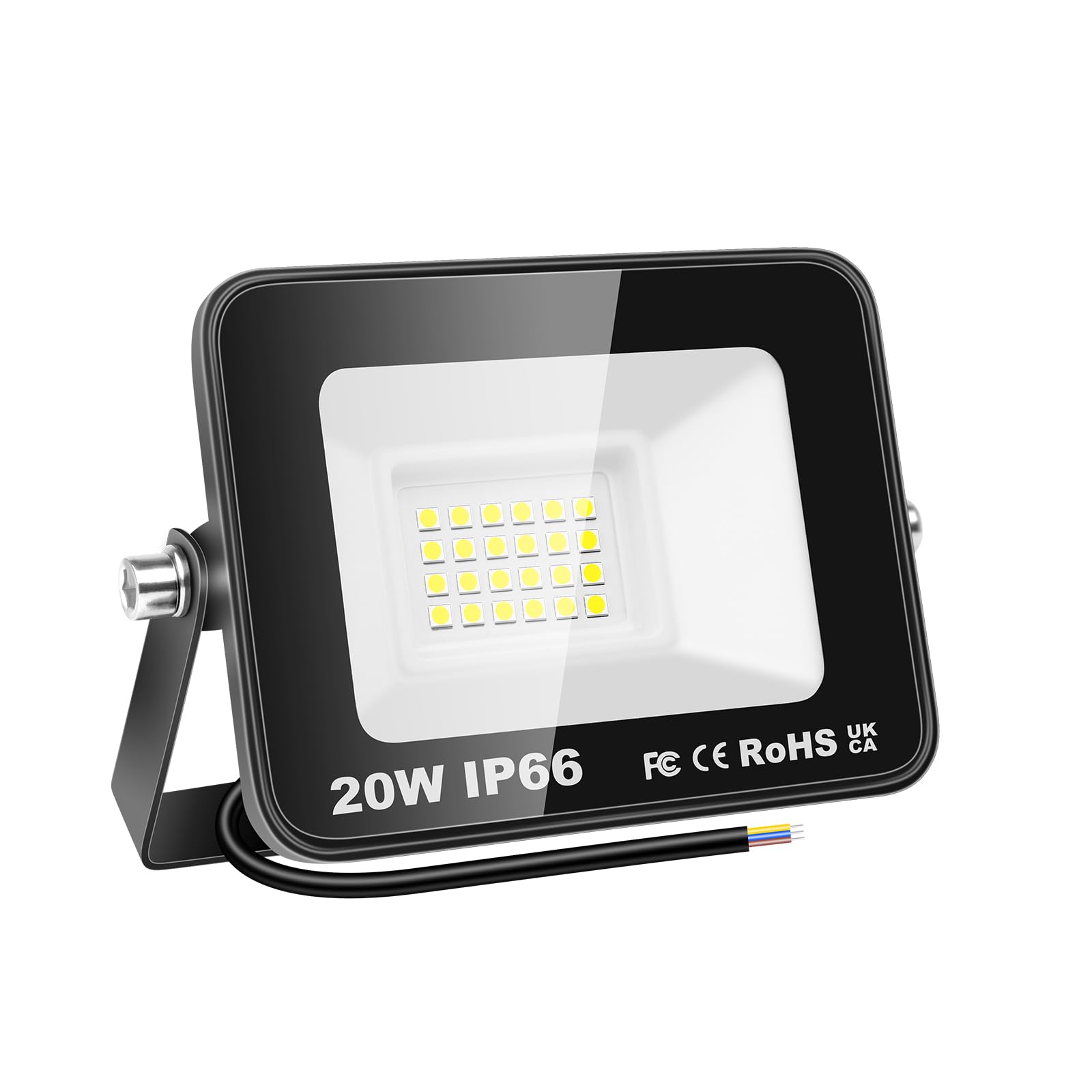 PICAA 20W LED Flood Lights Outdoor, Super Bright Security Lights, IP66 Waterproof Floodlight, Cold White (6500K) Wall Light