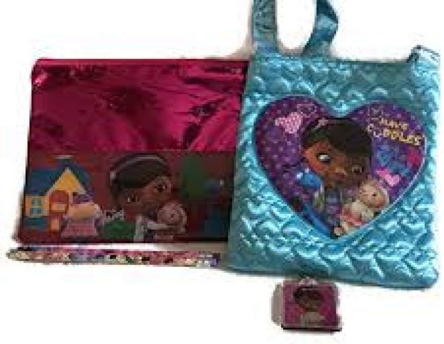 Doc McStuffins Girls' Fashion Cross-Body Bag Purse Pouch Plus Accessories Set Aqua and White