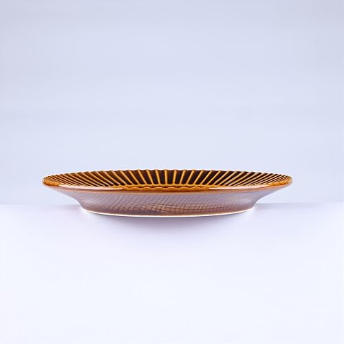 Miniatura 3 de Kachosen - Juego de 4 platos japoneses de cerámica, color marrón amarillento, 7 pulgadas