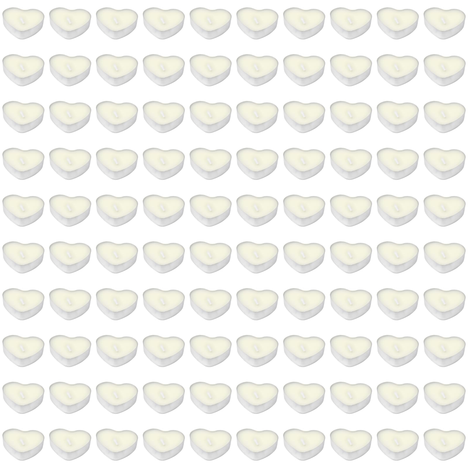 100 Stk. Herzförmige Kerzen, Mini Kerzen 1,3 x 0,4 Zoll, Großpackung als Gastgeschenke für Hochzeiten, weiße Teelichter ohne Rauch für Brautparty, Verlobung, Valentinstag und Wohndeko