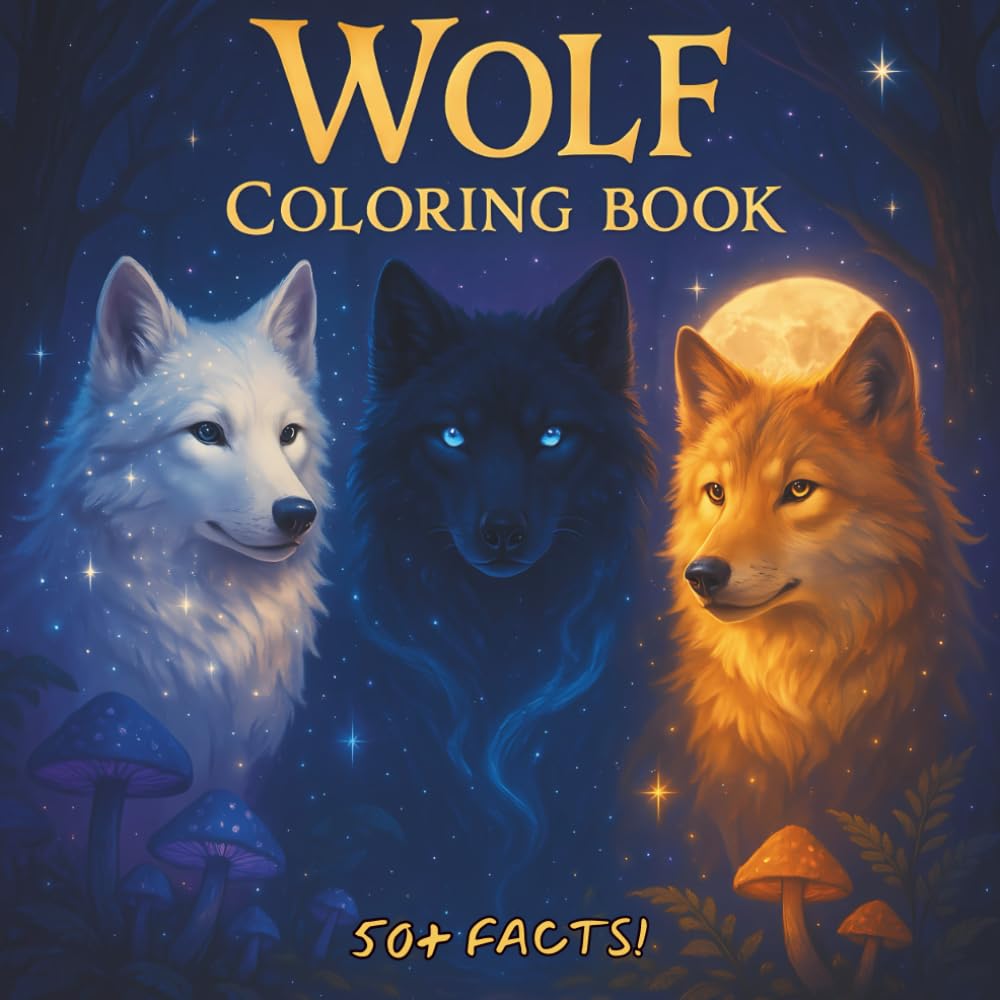 Wolf Coloring Book for Kids: 50 Fun Facts and Wild Wolf Coloring Pages, Learn About Wolves with 50 Educational Facts and Adorable Illustrations Who Love Wildlife
