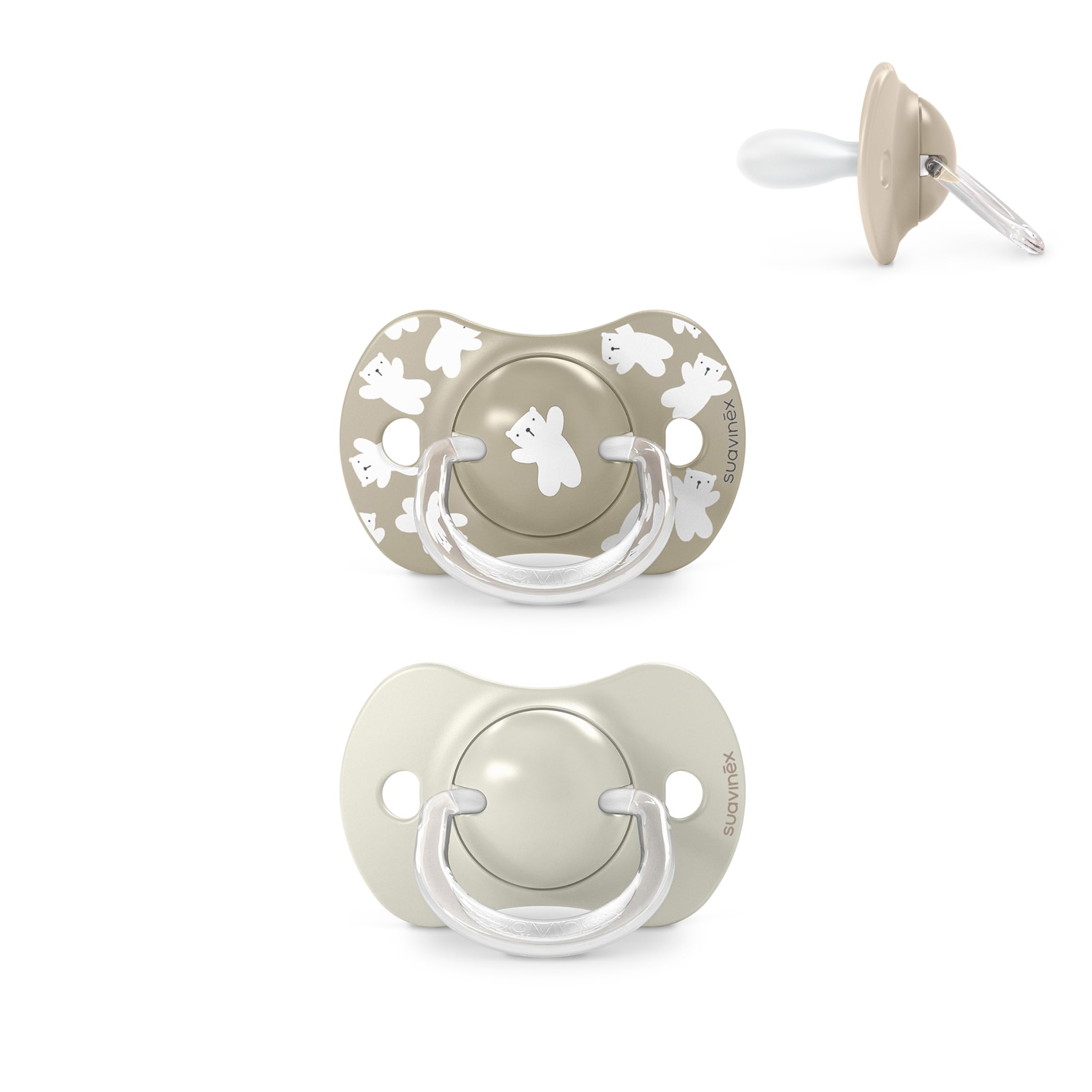 Suavinex, Lot 2 Sucettes Bébés +18 Mois, Tétine Symétrique SX Pro en Silicone, plus Plate et Flexible, Réversible, Respecte le Développement Buccodentaire, Wild&Free Beige - 1