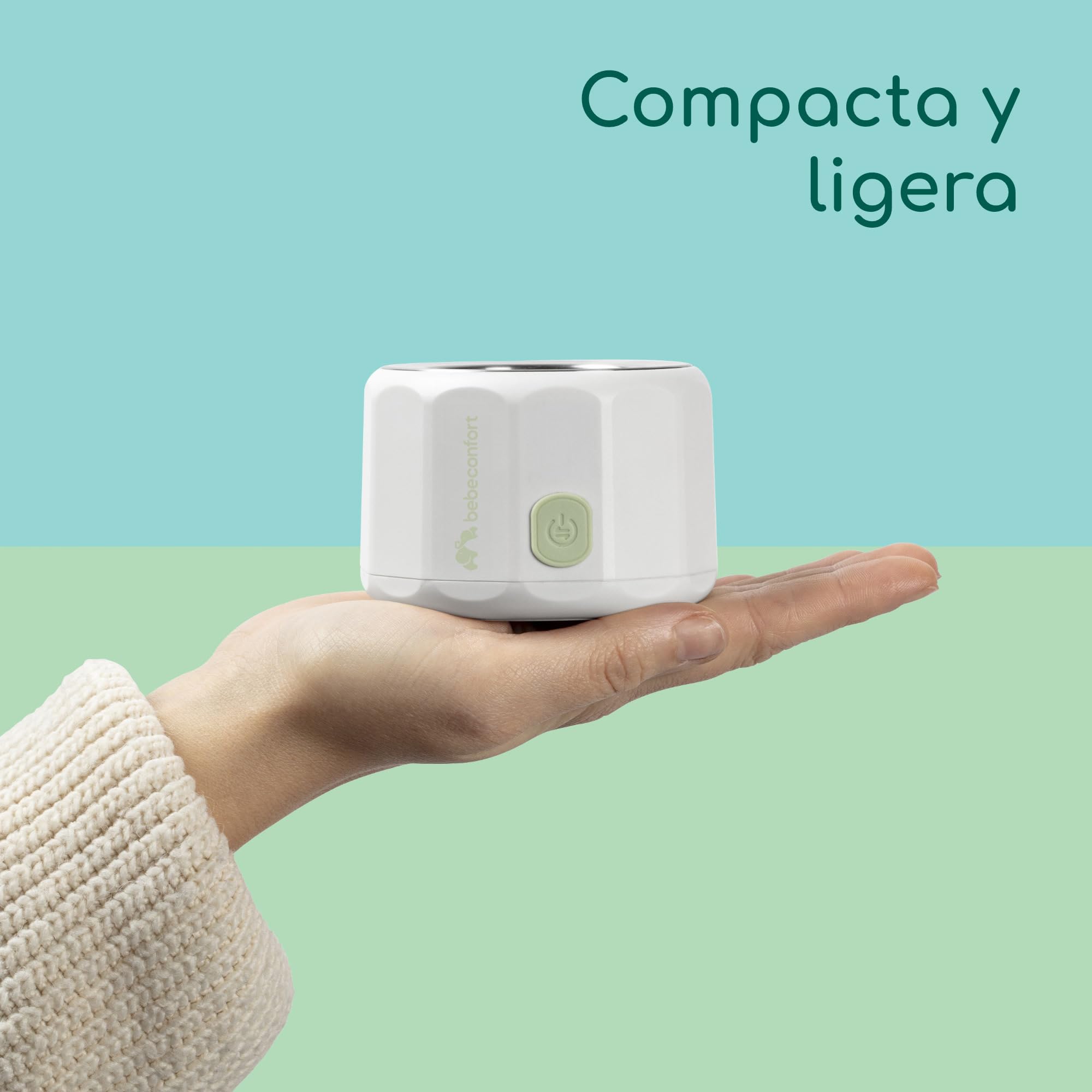 Bebeconfort Calientabiberones Portátil Digital, Calientabiberones Portátil para Bebés, Compacto 6,5x6,5x8 cm (LaxAnxAl), Ligero (280 g), Pantalla Digital, Batería Larga Duración, Regulador Temperatura