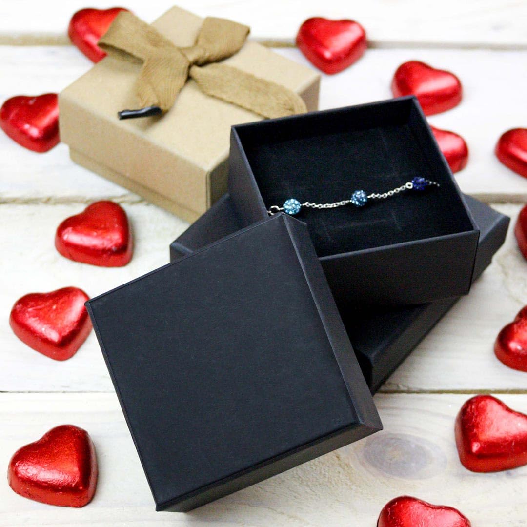 Emartbuy Lot De 48 Boîtes à Bijoux En Carton Noir Pour