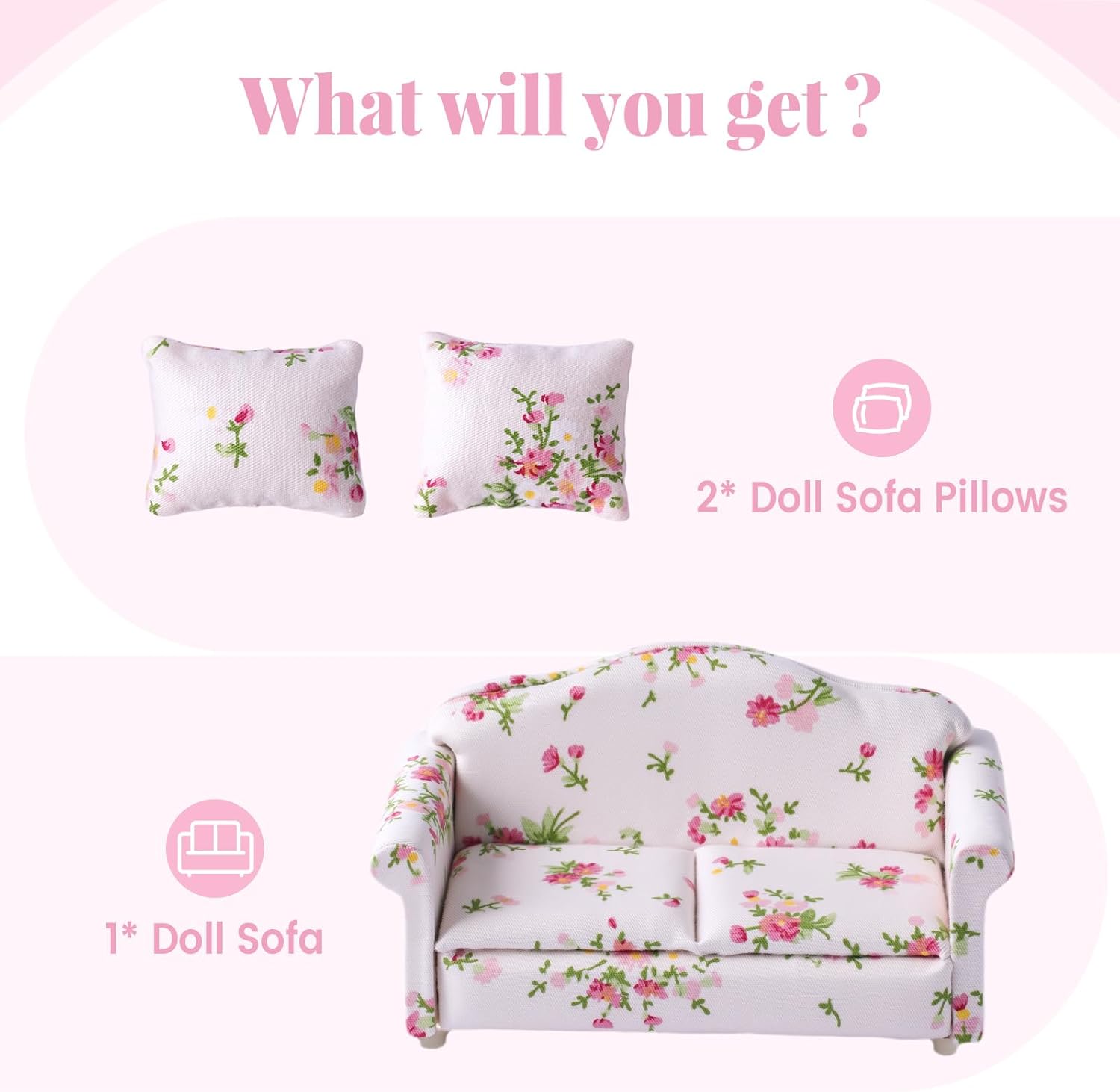 BABESIDE Baby Doll Accessories for Mini Baby Dolls Up to 4.5 Inch, Babies Doll Sofa Doll Furniture for Kids Pretend Play Toys