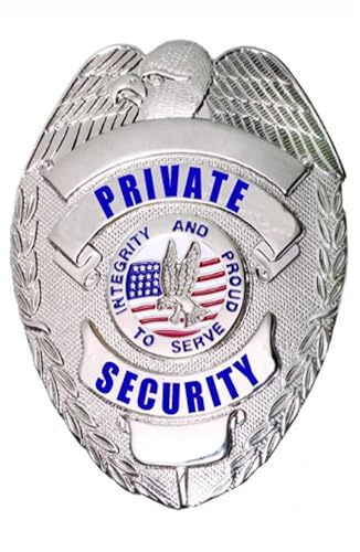 Ryno Gear's Private Security Officer Universal Oval Badge + Holder: Standard Leather Shield Case with, Hook Fastener, 2-5/8