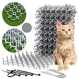 Cat Deterrent Scat Mat for Cats - 18 Pack Cat Spike Mat (Grey) 8.4 x 6.3 Inch with 1 Inch Spikes is