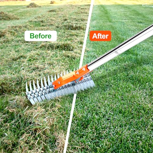 Maypott 15 Inch Heavy Duty Thatch Rake with Long Handle - Image 5