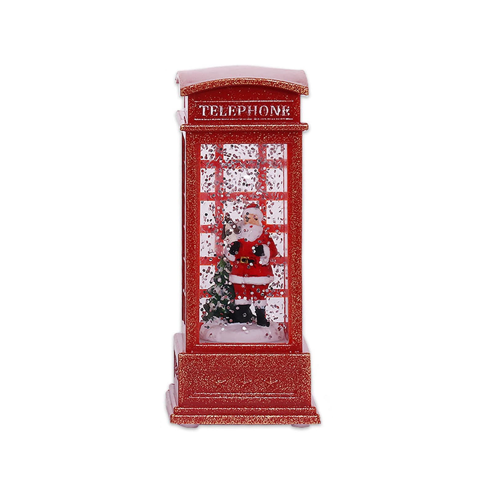 Elnwnnkc A Christmas Red Phone Booth Led Light Sant Snowflake Ornament For Festival Desktop Central Decoration Christmas Lights