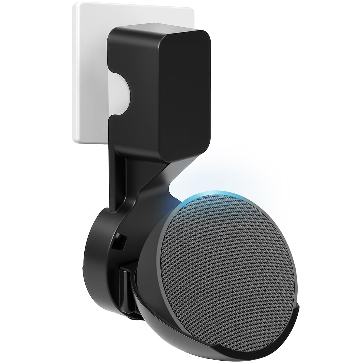 Kleemeiero Soporte de Pared para Echo Dot (5ª Generación) y Echo Pop | Soporte para Echo Dot para Pared Negro | Base de Montaje sin Tornillos para Altavoz | Soporte de Enchufe para Altavoz