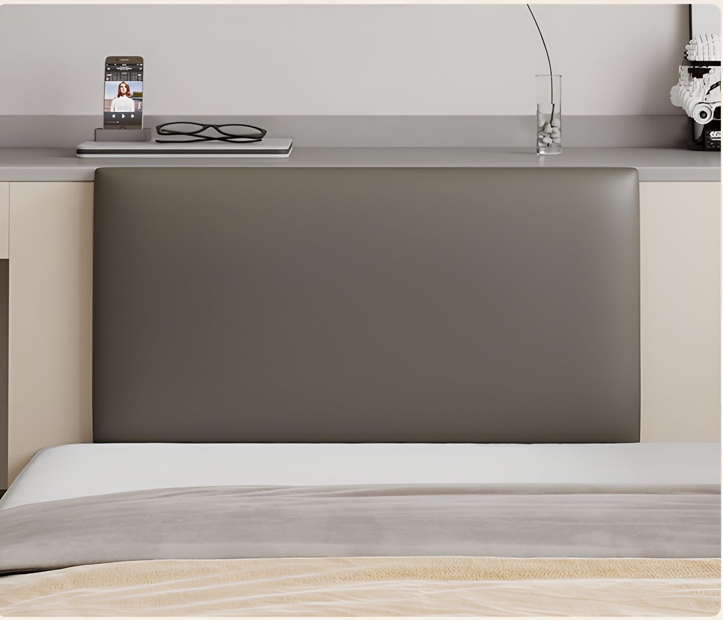 3D Thicken Upholstered Wall Panels PU Leather, Padded Wall Panels for Bedroom Easy Installation, Anti-collision, Peel and Stick Headboards for Bedroom, Children's Room, Hotel ( Color : Dark brown , Si