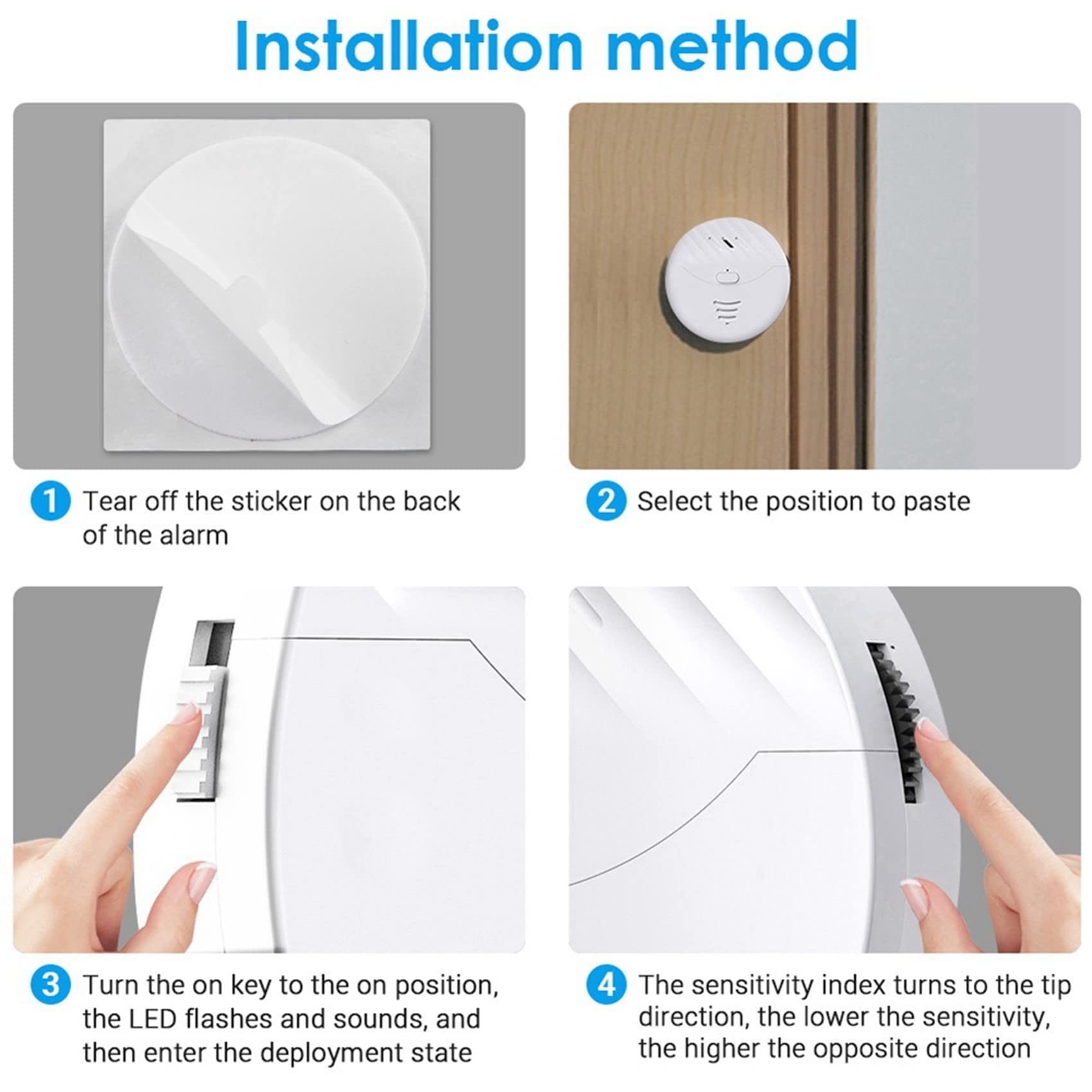 3 x Tuya inteligentny alarm WiFi, czujnik wibracji drzwi i okien, alarm ochrony bezpieczeństwa, działa z Alexa, Smart Life (biały)