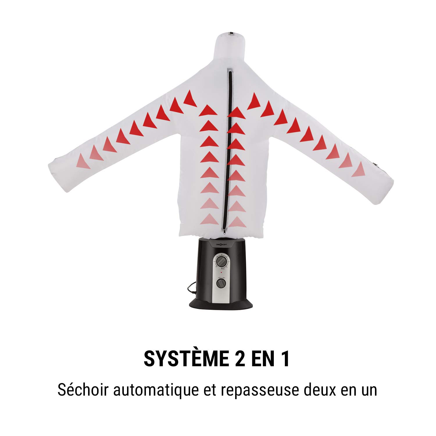 Oneconcept ShirtButler Black Edition - Séchoir Automatique, Repasseur de Chemises, Mannequin de Repassage avec radiateur, Jusqu'à 65°C, Adapté aux Tailles de S à L, Noir