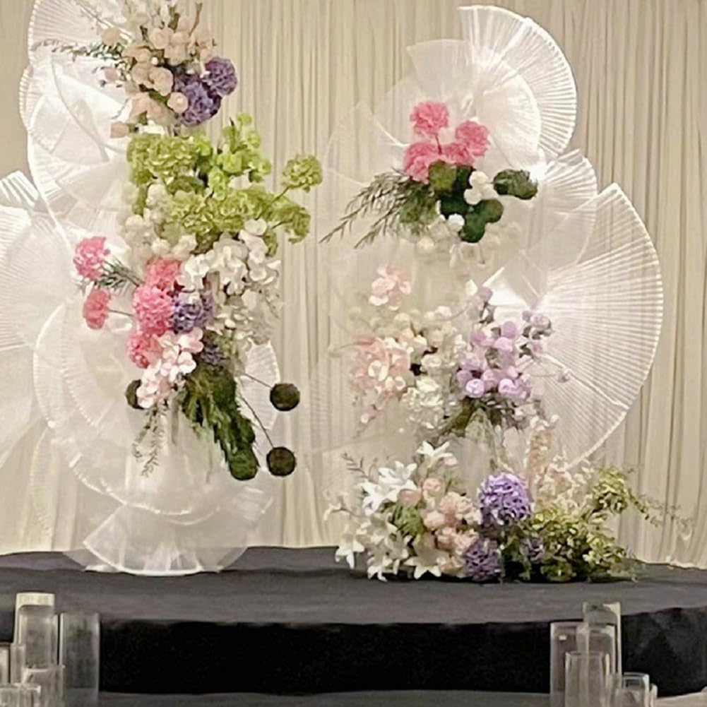 Weiß Plissee Tüllstoff 150cm Breite Plissierter Stoff Starre Tüllstoff DIY Organza Stoff Transparent Plissee Stoff Meterware Dekostoff Hochzeit Gerüschter Plissierter Stoff für Nähen 5m