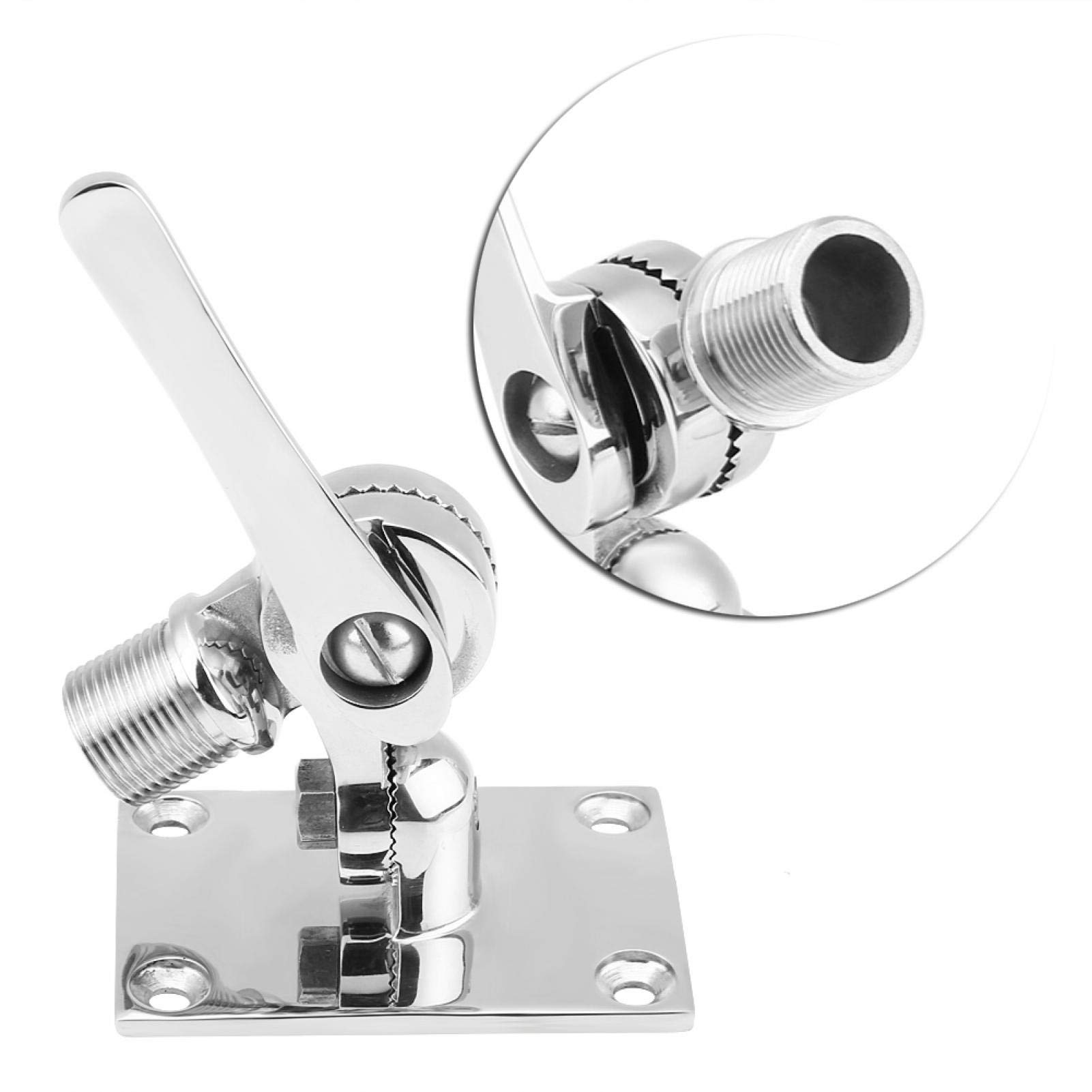 Yctze Support d'antenne réglable – Support d'antenne marine VHF, support à cliquet, acier inoxydable 316, double