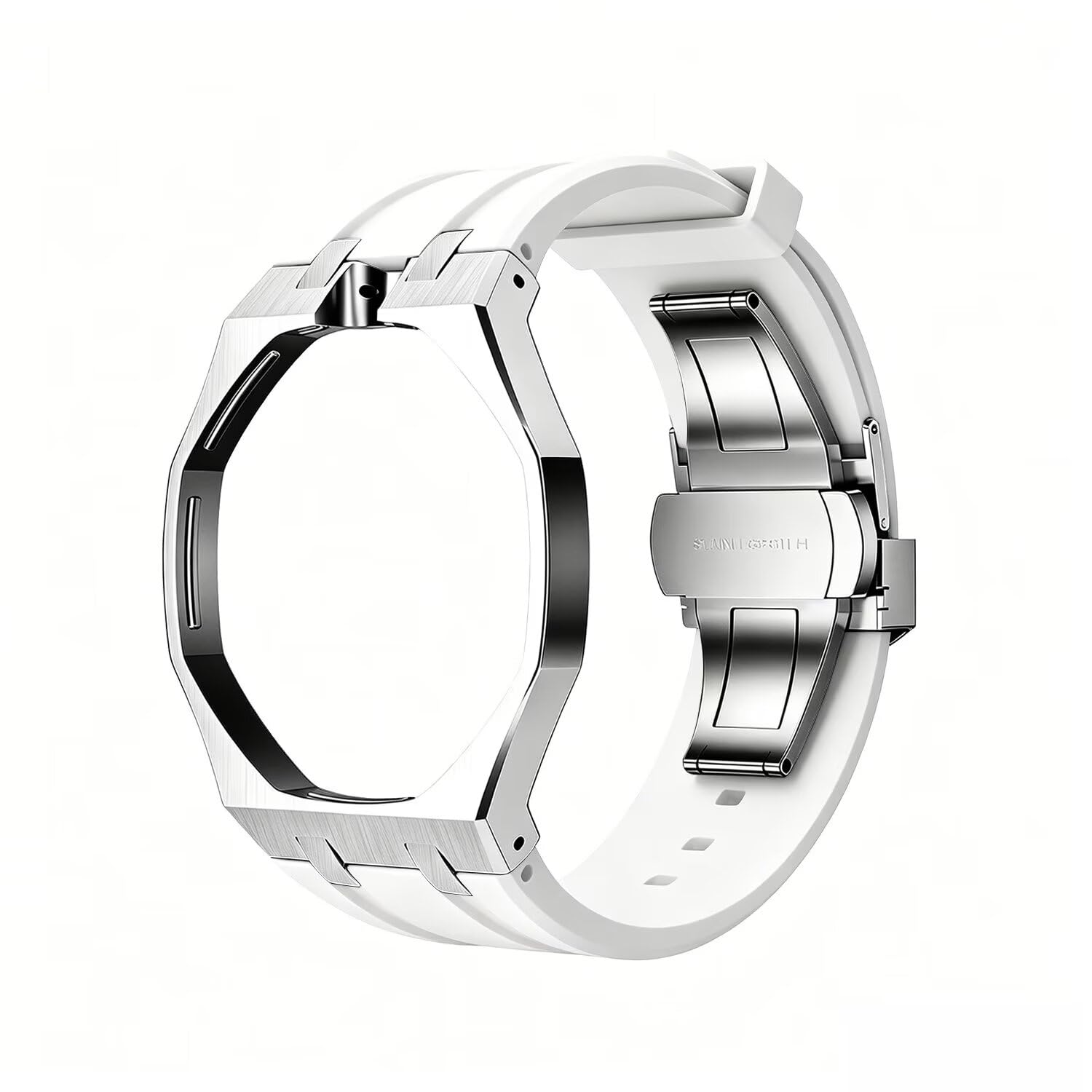 Bracelet Compatible avec Swatch Royal Pop, Bracelet en Silicone Associé à un Boîtier en Acier Inoxydable, Etanche et Résistant aux Rayures.