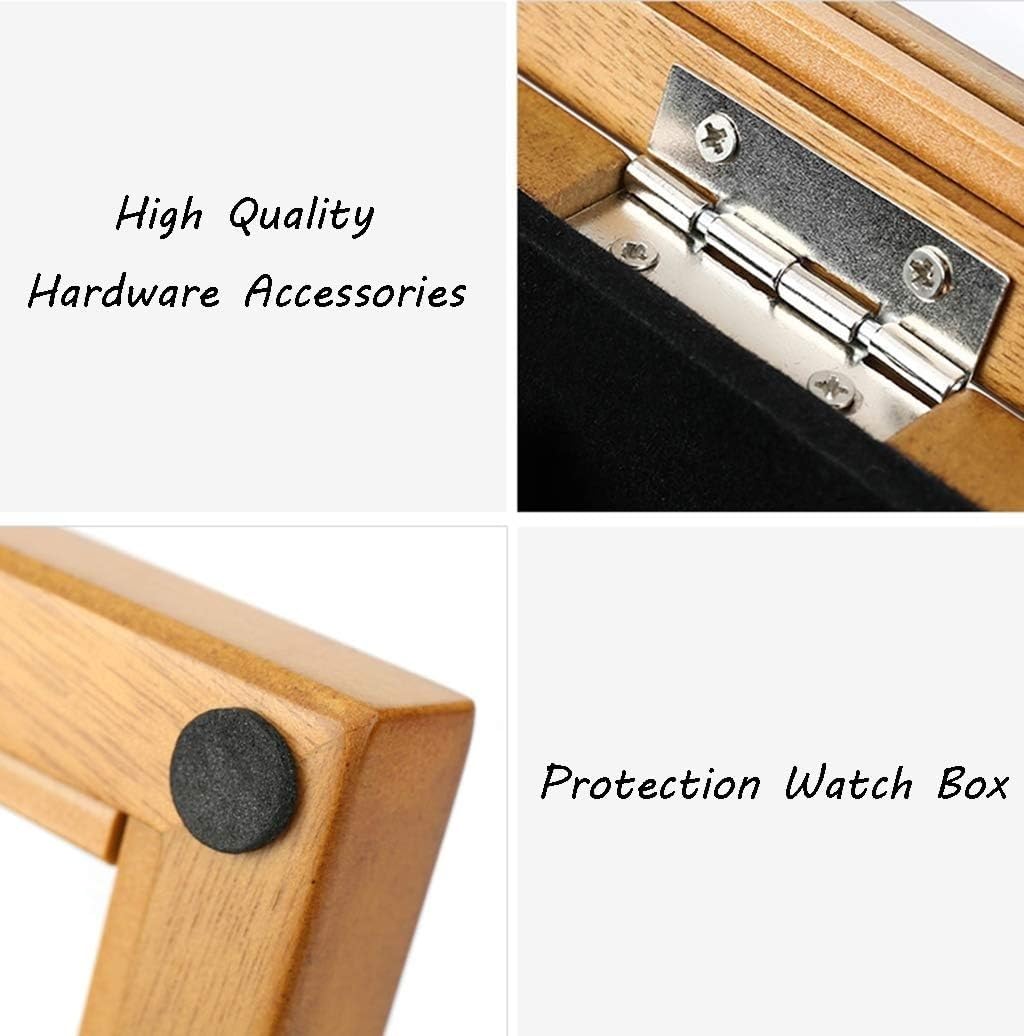 Vitrina de madera con tapa de cristal y cojines suaves, organiza y protege relojes, ideal para coleccionistas de relojes y entusiastas