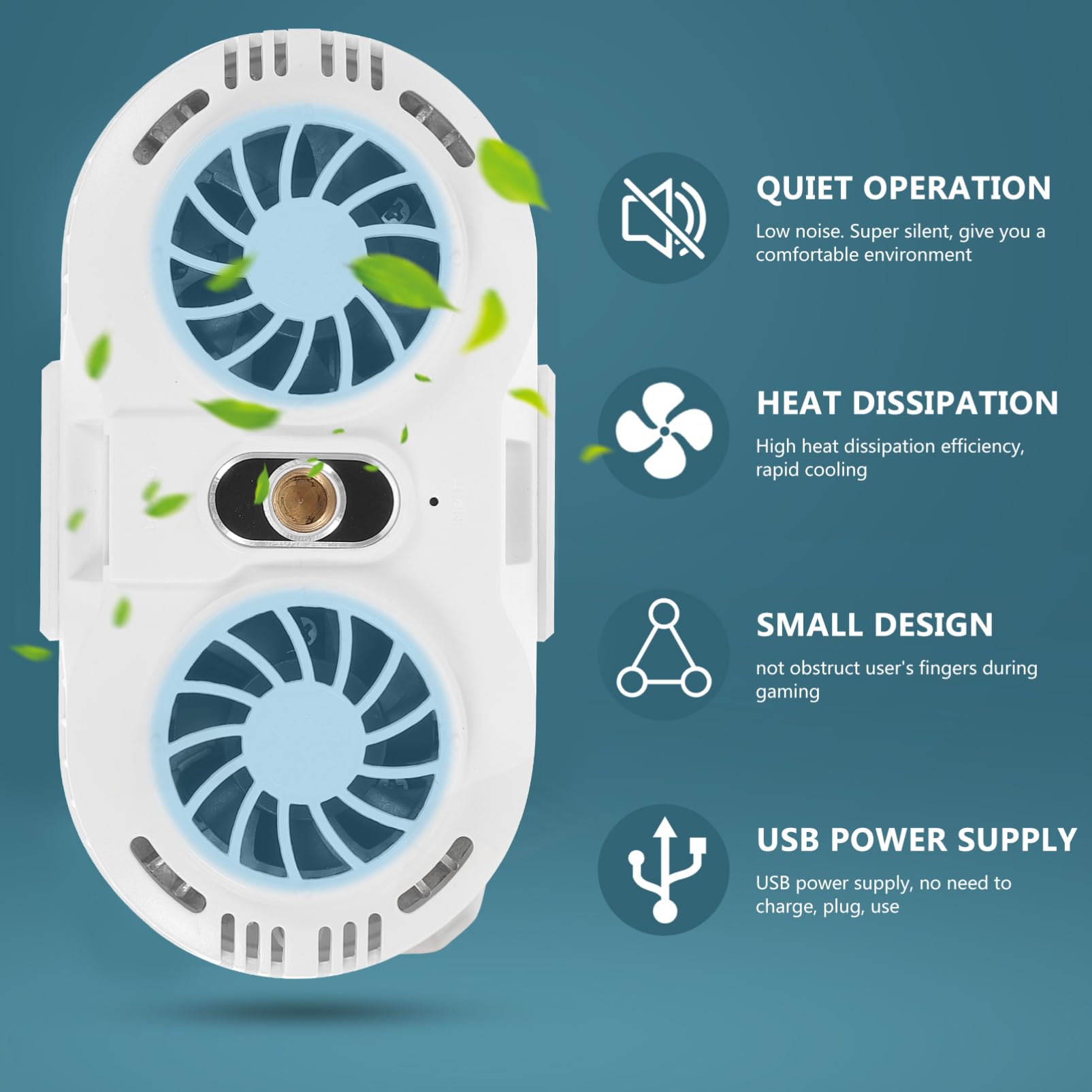 Ventilador de Teléfono Móvil Ultra Silencioso con Doble Ventilador y Enfriamiento Rápido Refrigerador de Semiconductores para Evitar el Sobrecalentamiento durante Streaming