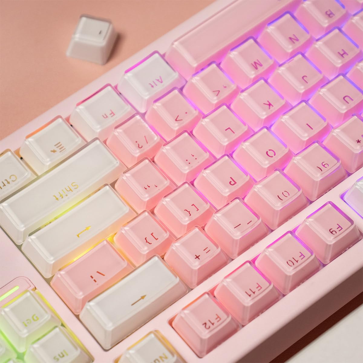 Keycaps - 104 Keys Crystal Jelly White Keycaps Translucent Custom Keyboard Keycap OEM Profile Cute Key caps for 65/87/104 Cherry Gateron Mx Mechanical