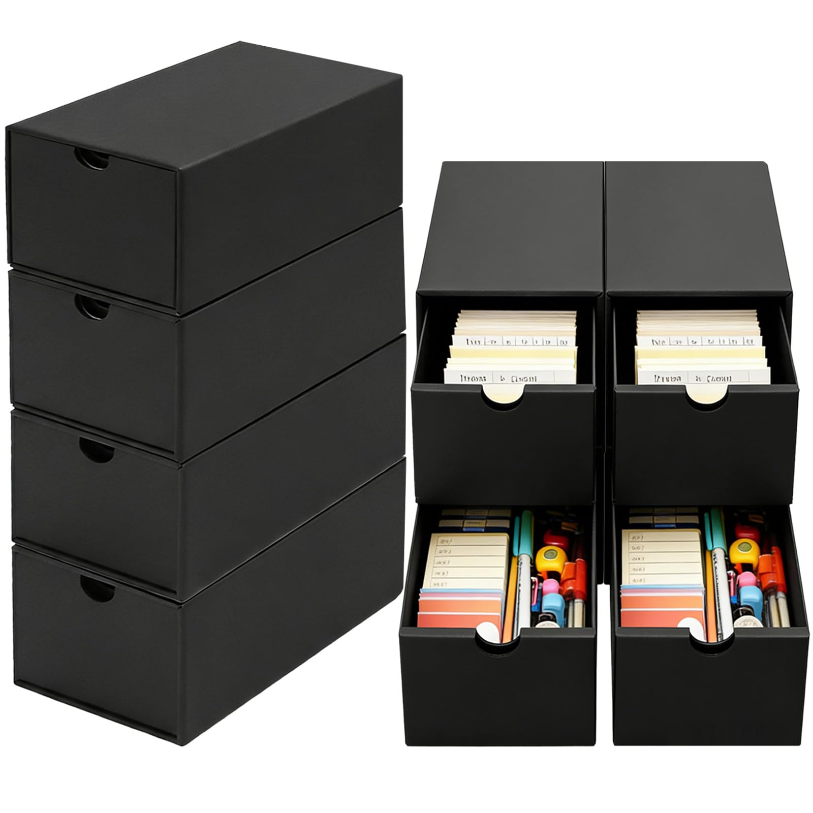 HIMOMO 8 pièces Boîtes à Fiches pour cartes A7, Boîte de cartes indexes 22,5 x 11,5 x 4,5 cm