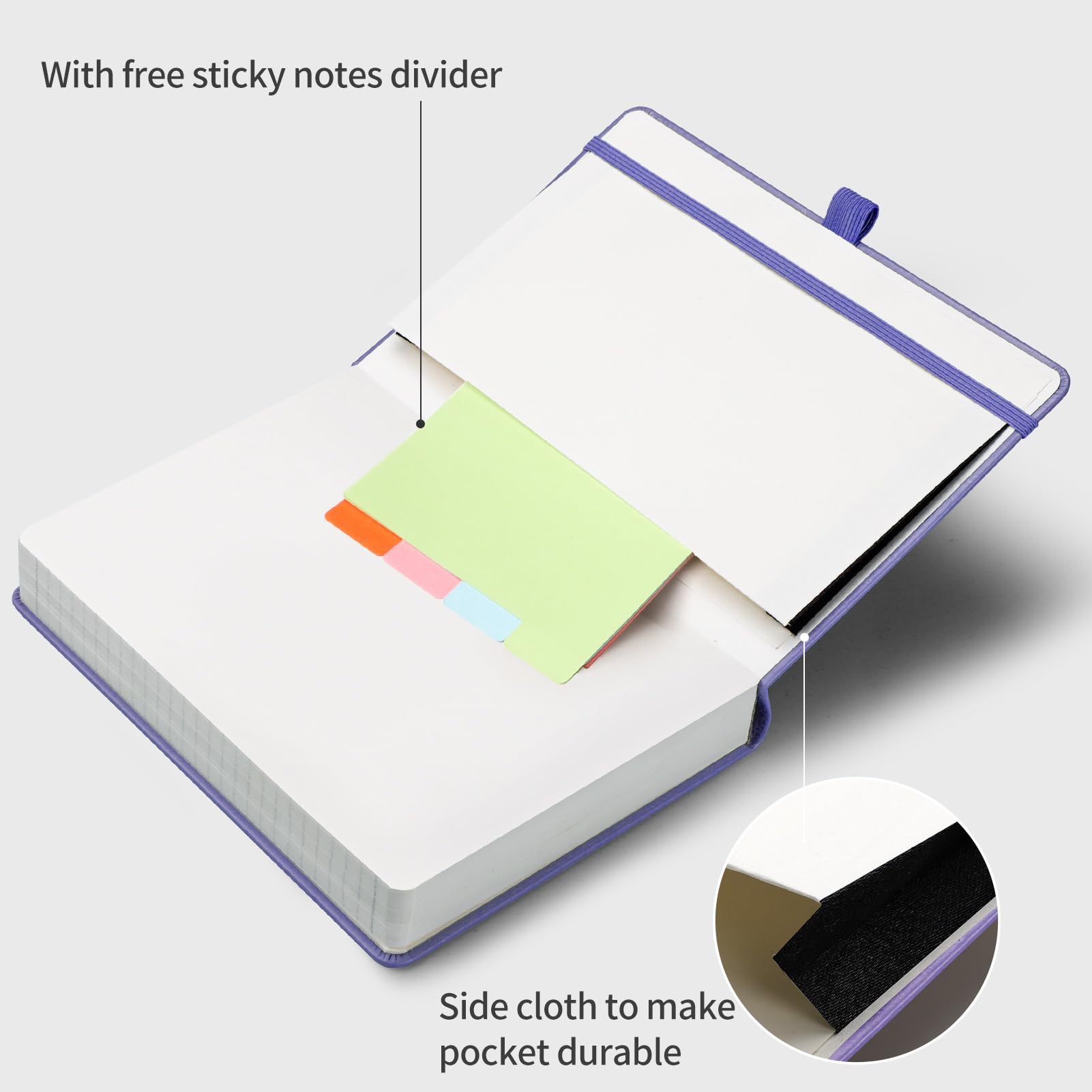 AHGXG Quaderno a righe, 320 pagine numerate, A5 (14 x 21 cm) | Taccuino a righe spesse per prendere appunti, carta da 100 g/m², copertina rigida in pelle, per donne e uomini (viola)