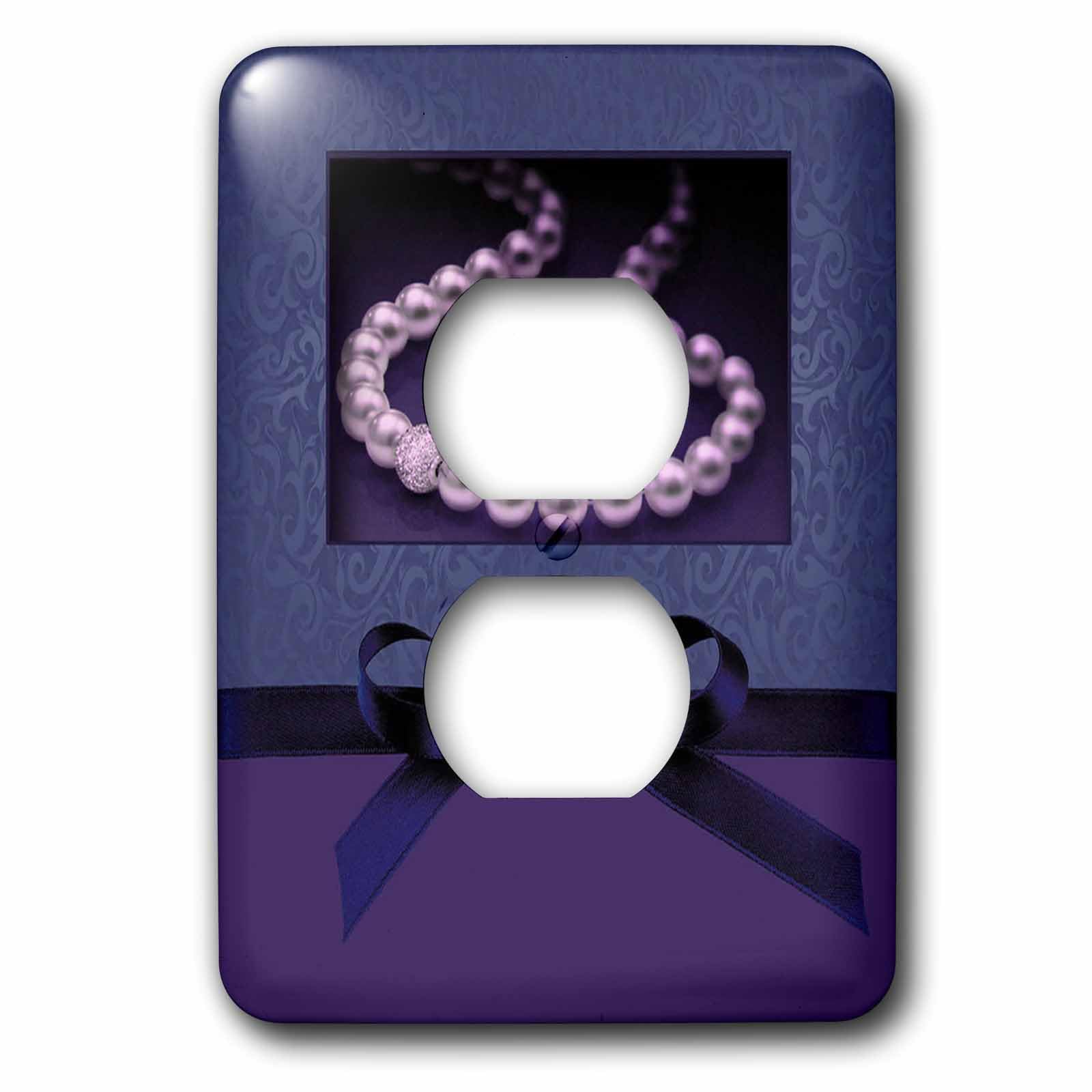 Plaque de finition prise électrique violette à motif nœud et perle