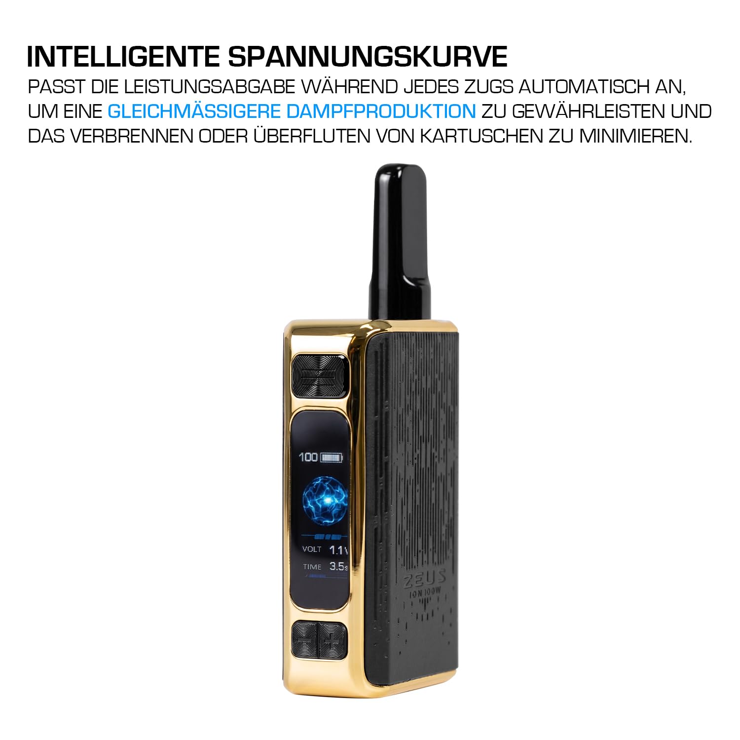 Zeus Ion Pro 510er Verdampfer, Akku mit Smart Voltage Curve