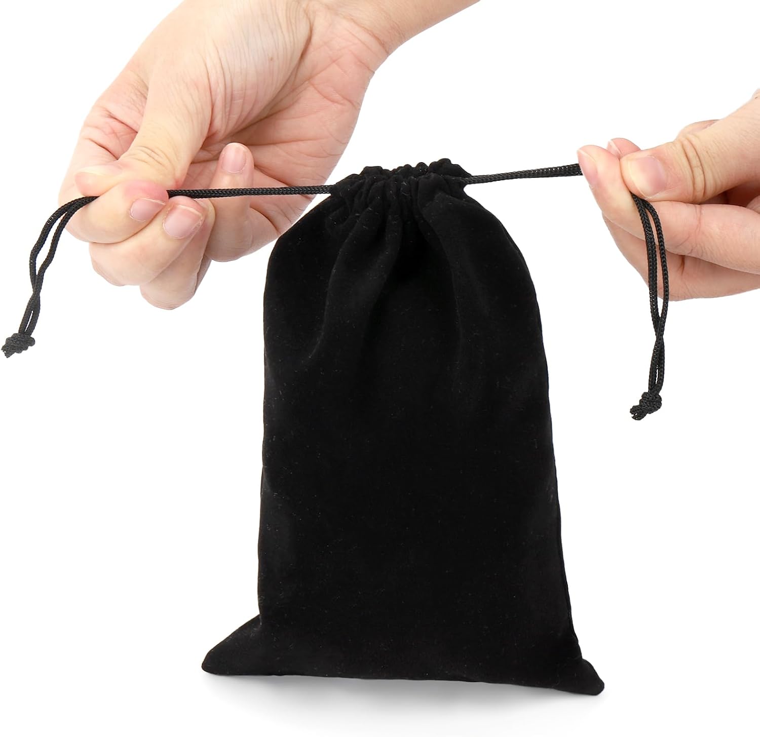 Goaste 50 Pieces Velvet Drawstring Bags, 5×7 Inch Black Jewelry Pouches, Soft Velvet Gift Bag, Double Drawstring Cloth Bags for Jewelry Bracelet, Headphone, Bead, Gift, Candy, Gadgets - Image 4