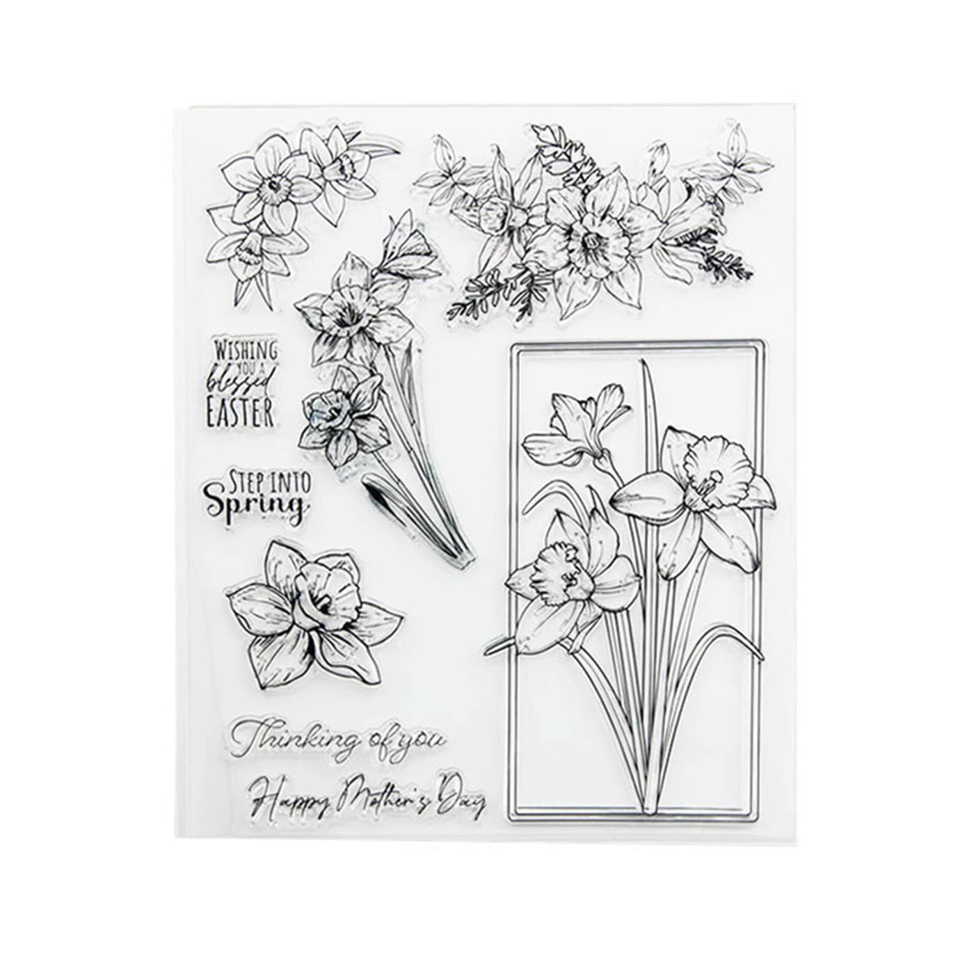 arriettycraftDaffodil Clear Stamps for Card Making or Journaling Mothers Day Spring Flowers Transparent Silicone Stamps for DIY Scrapbooking Album Photo Paper Crafting Decor