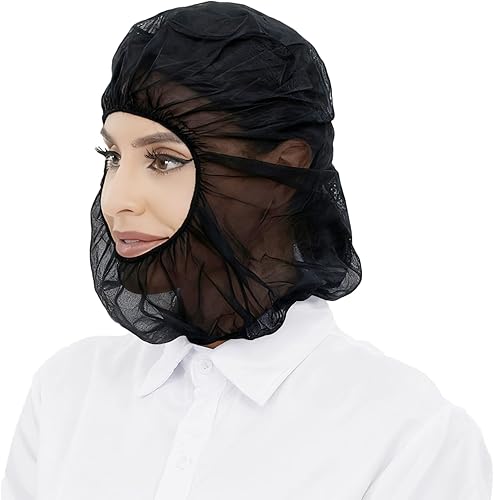 Miniatura 5 de ZMDREAM Paquete de 100 capuchas desechables Bouffant Caps Cubiertas de pelo de cara completa de polipropileno Red para barba Combo Negro