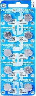 Renata 357 SR44W Batteries - 1.55V Silver Oxide 357 Watch Battery (10 Count)